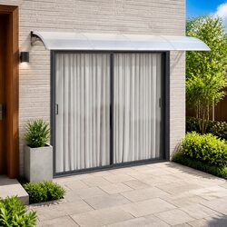 Door Canopy Grey 400x100cm Polycarbonate Porch Awning Outdoor Weather Shield