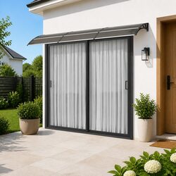 Door Canopy Black 400x100 cm Outdoor Porch Entrance Awning Shelter