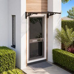 Door Canopy Black 122x90 cm Polycarbonate Awning Porch Shelter Rain Protection