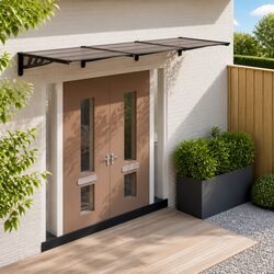 Door Canopy Black 358.5x90cm Polycarbonate Front Entrance Porch Awning Shelter