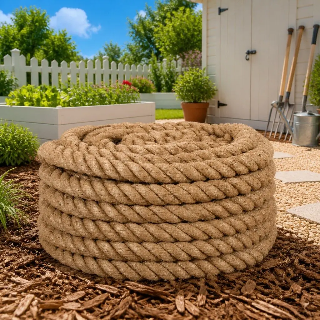 Jute Rope 10m Long 40mm Thick Natural Braided Twine Craft Garden Decorations