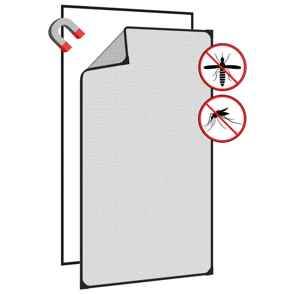 Magnetic Insect Screen Window Anthracite Fibreglass Mesh Easy Installation No
