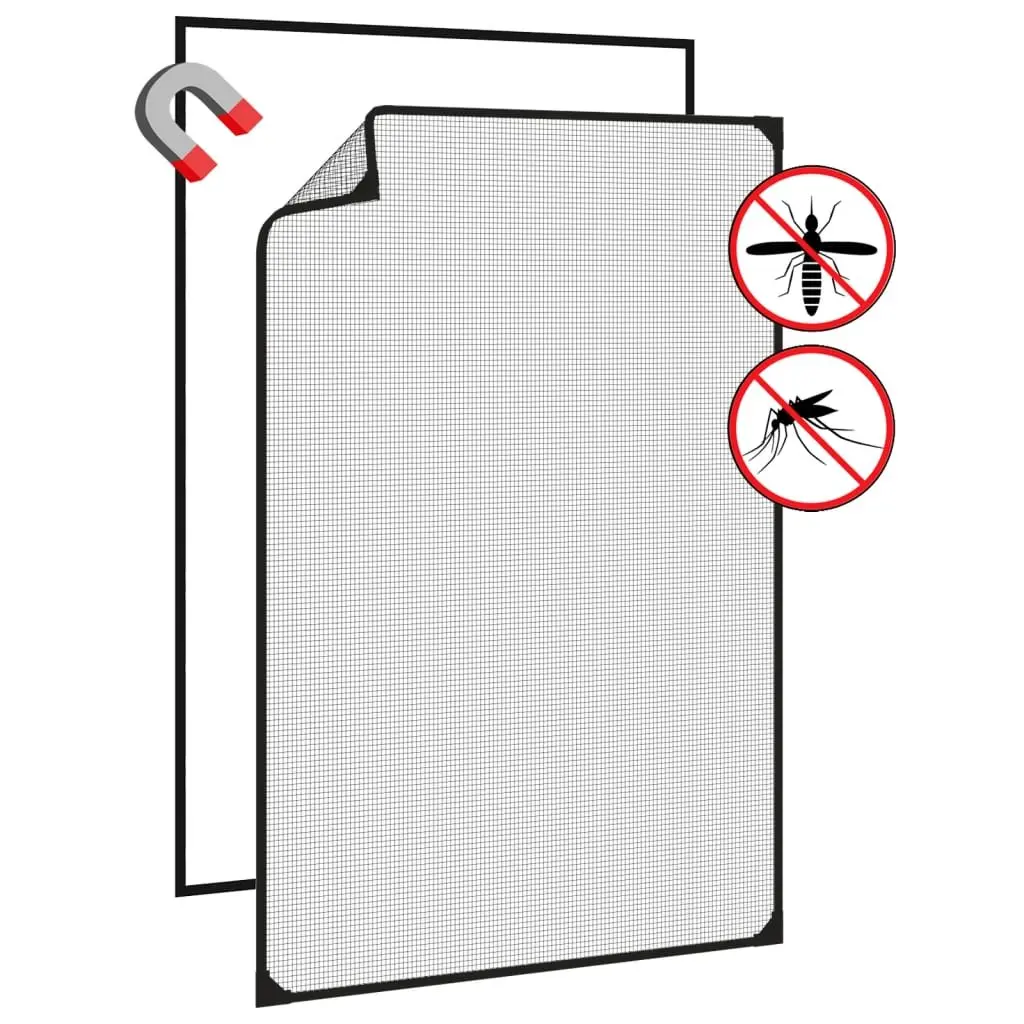 Magnetic Insect Screen for Windows Anthracite 80x120cm Fly Mesh Net Protection