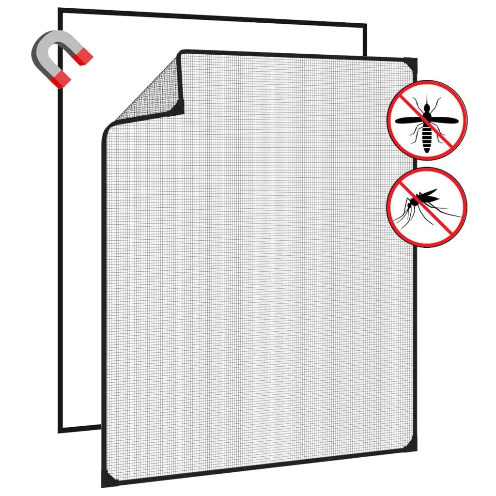 Magnetic Insect Screen Mesh Fly Protection 100x120cm Anthracite Fibreglass