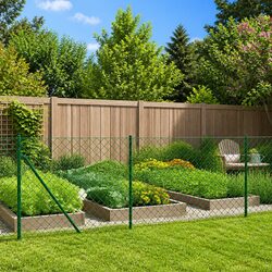 Chain Link Fence Panel Green 1x10m Outdoor Garden Yard Barrier Enclosure
