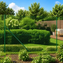 Chain Link Fence Panel Green 1.4x25m Outdoor Barrier Animal Enclosure Durable