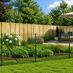 Chain Link Fence with Spike Anchors Green Outdoor Garden Barrier Enclosure 1x10m