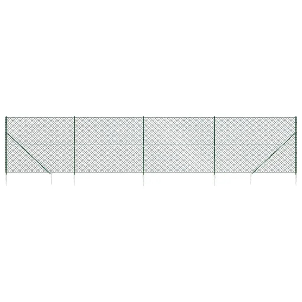 Chain Link Fence Panel Green 1.6x10m Durable Steel Construction with PVC Coating and Spike Anchors for Secure Barrier Enclosure