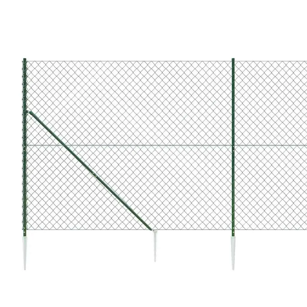 Chain Link Fence Panel Green 1.6x10m Durable Steel Construction with PVC Coating and Spike Anchors for Secure Barrier Enclosure