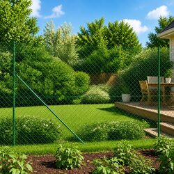 Chain Link Fence Panel 1.4x25m Green Spike Anchors Outdoor Garden Barrier