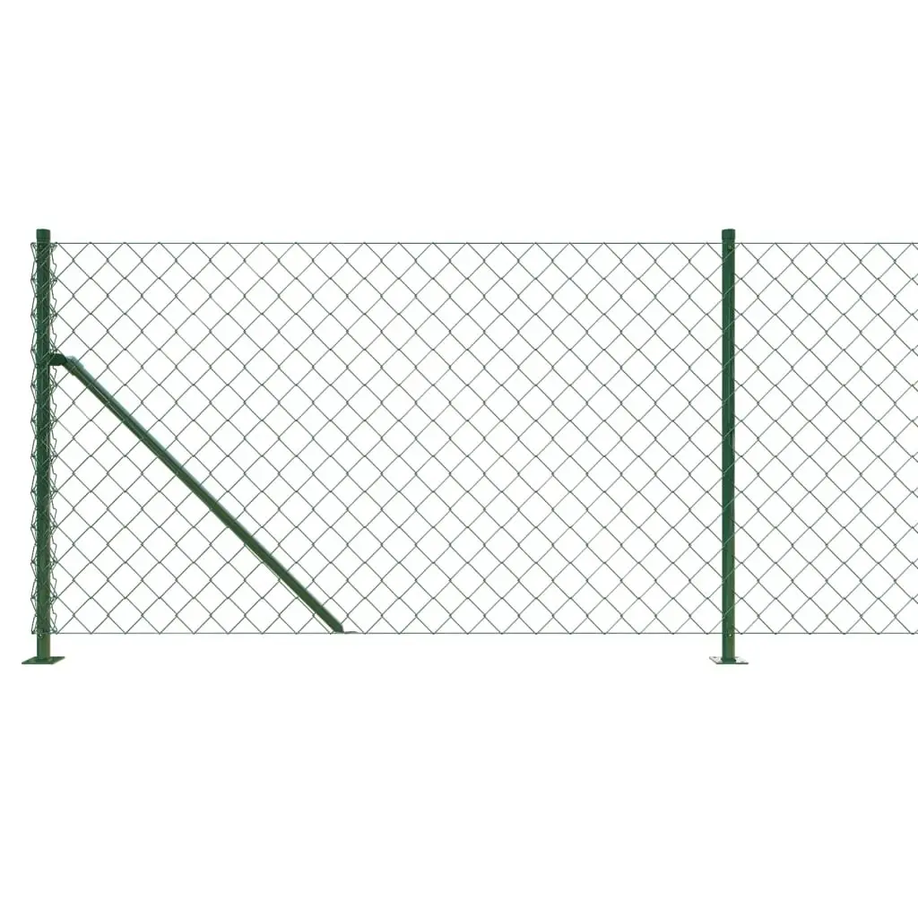 Chain Link Fence Panel Durable Steel Construction 0.8 x 10m Green PVC Coated
