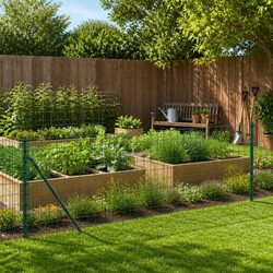 Wire Mesh Fence Panel Green Spike Anchors Garden Barrier Enclosure 1x25m