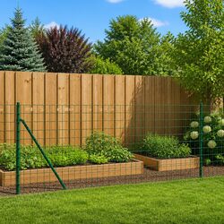 Wire Mesh Fence Panel 1.1m Height 25m Length Green Spike Anchors Barrier