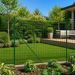 Wire Mesh Fence with Spike Anchors Green 1.6 x 25 m Garden Barrier Panel