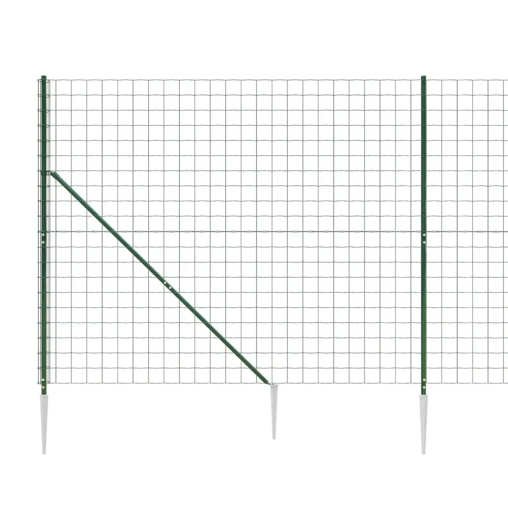 Wire Mesh Fence with Spike Anchors Green 1.6 x 25 m Garden Barrier Panel