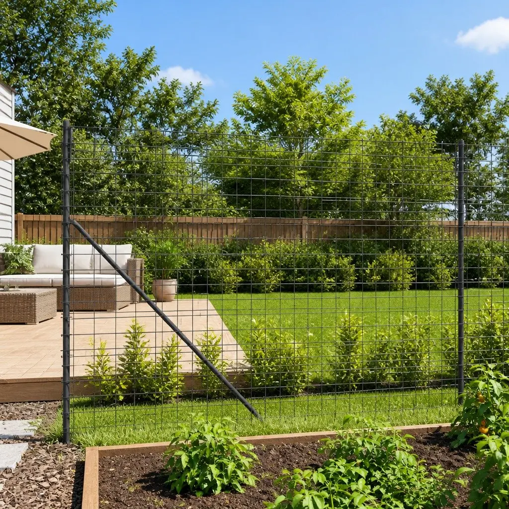 Wire Mesh Fence Panel with Flange Steel Construction Anthracite 1.4 x 25 m
