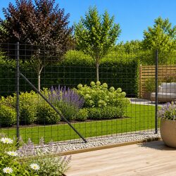 Wire Mesh Fence Panel with Flange Anthracite Grey Garden Barrier 1.6 x 25m