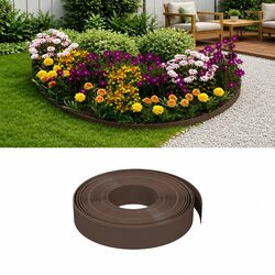 Garden Edging Border 10m Brown Flexible Lawn Edge Landscaping Barrier
