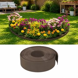 Garden Edging Border 10m Brown Flexible Lawn Edge Landscaping Flower Bed Barrier
