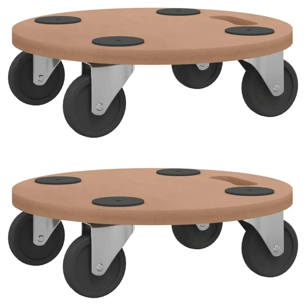 Dolly Trolleys Round Engineered Wood Furniture Moving Platform 2pcs Brown