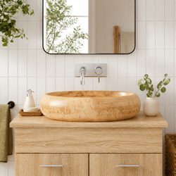 Ceramic Countertop Basin Bathroom Sink Brown Oval 59x40x15 cm Vanity Vessel