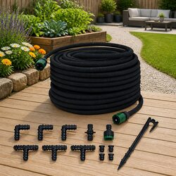 Garden Soaker Hose 50m Black Drip Irrigation Watering Flexible Rubber Hose