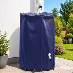 Water Tank with Tap Foldable 1000L Blue Garden Rainwater Storage Container