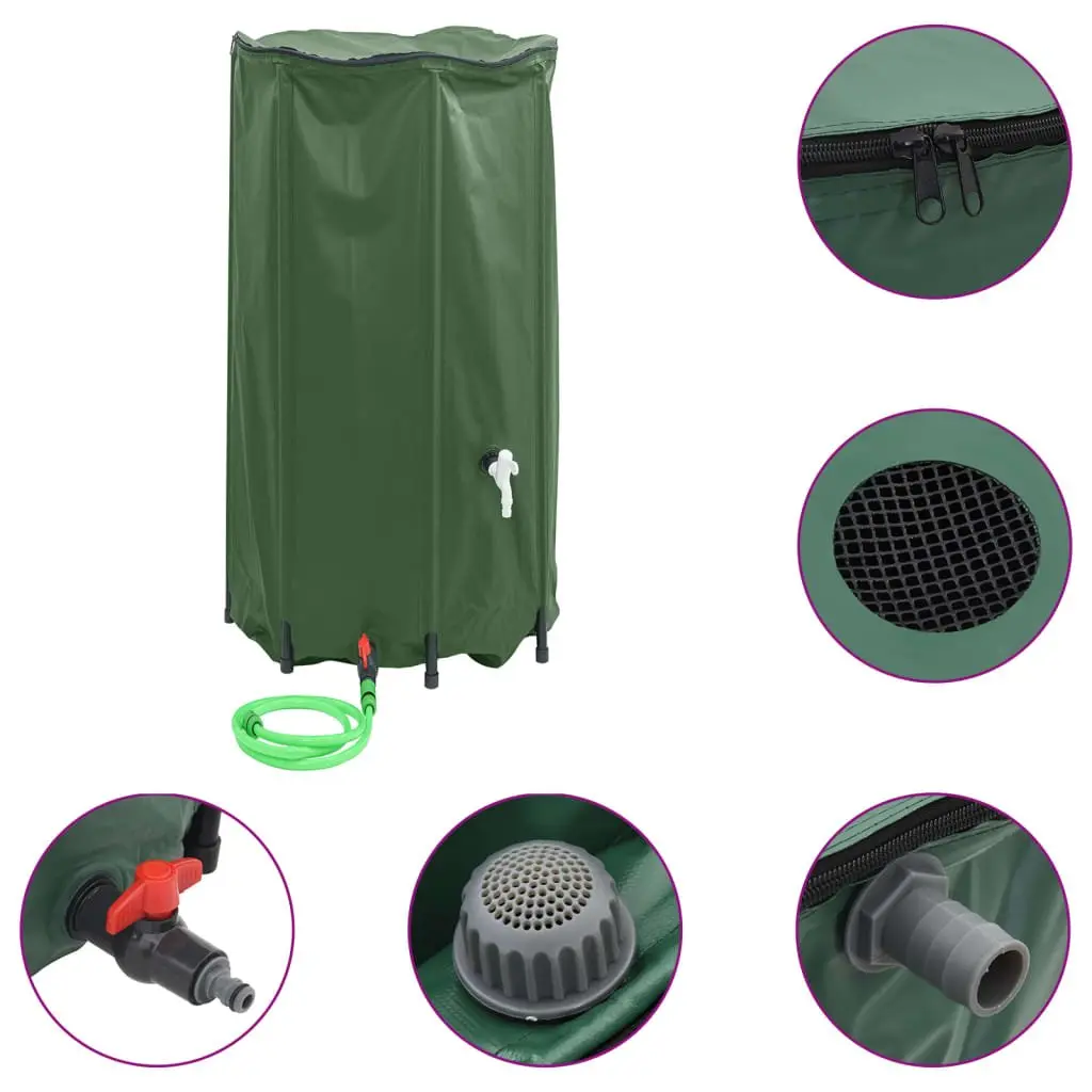 Water Tank Foldable 380L Garden Rainwater Storage Container Green PVC