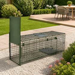 Live Animal Trap 1 Door Green Hunting Catch Cage Foldable Handle Transport