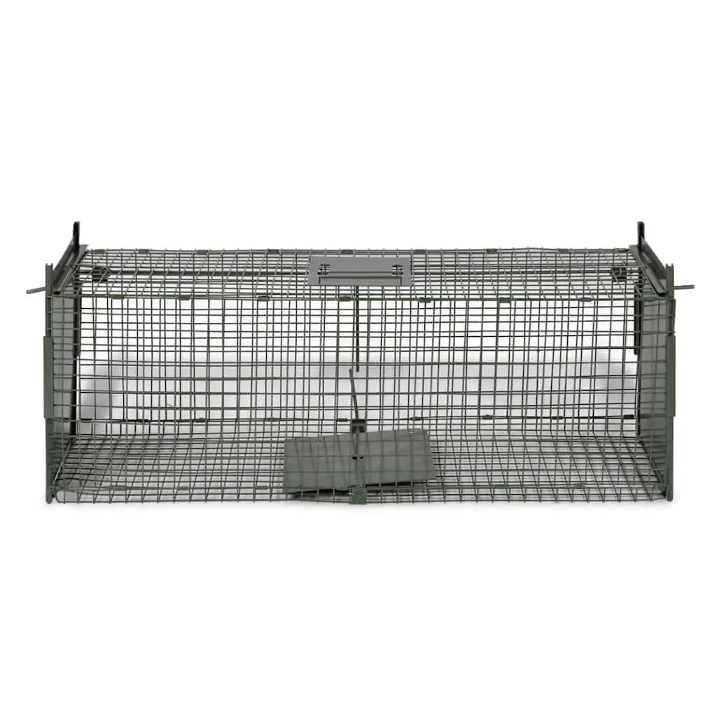 Live Animal Trap Catch Cage 2 Door Green Foldable Handle Hunting Outdoor