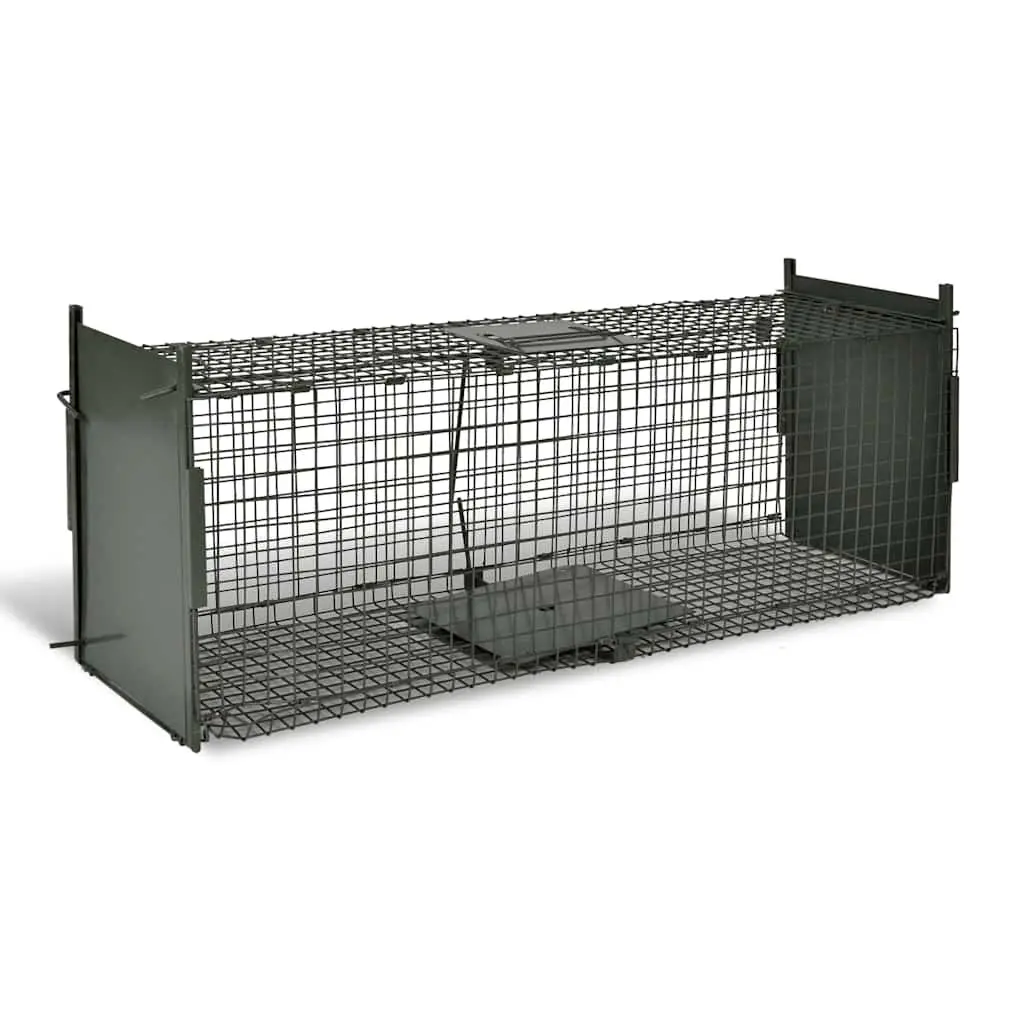 Live Animal Trap Catch Cage 2 Door Green Foldable Handle Hunting Outdoor