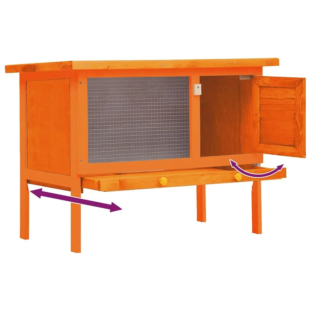 Outdoor Rabbit Hutch Single Layer Wood Brown Cage Small Pet Exercise Enclosure
