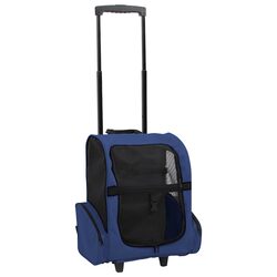 Pet Trolley Foldable Multipurpose Stroller Carrier Backpack Handbag Blue