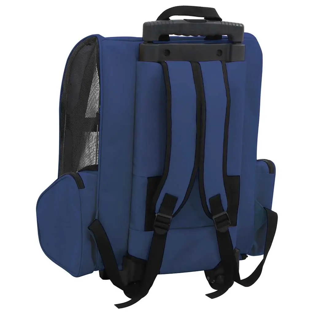 Pet Trolley Foldable Multipurpose Stroller Carrier Backpack Handbag Blue