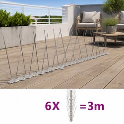 Bird Pigeon Spikes Repellent Pest Control Set of 6 Plastic Garden House 3m