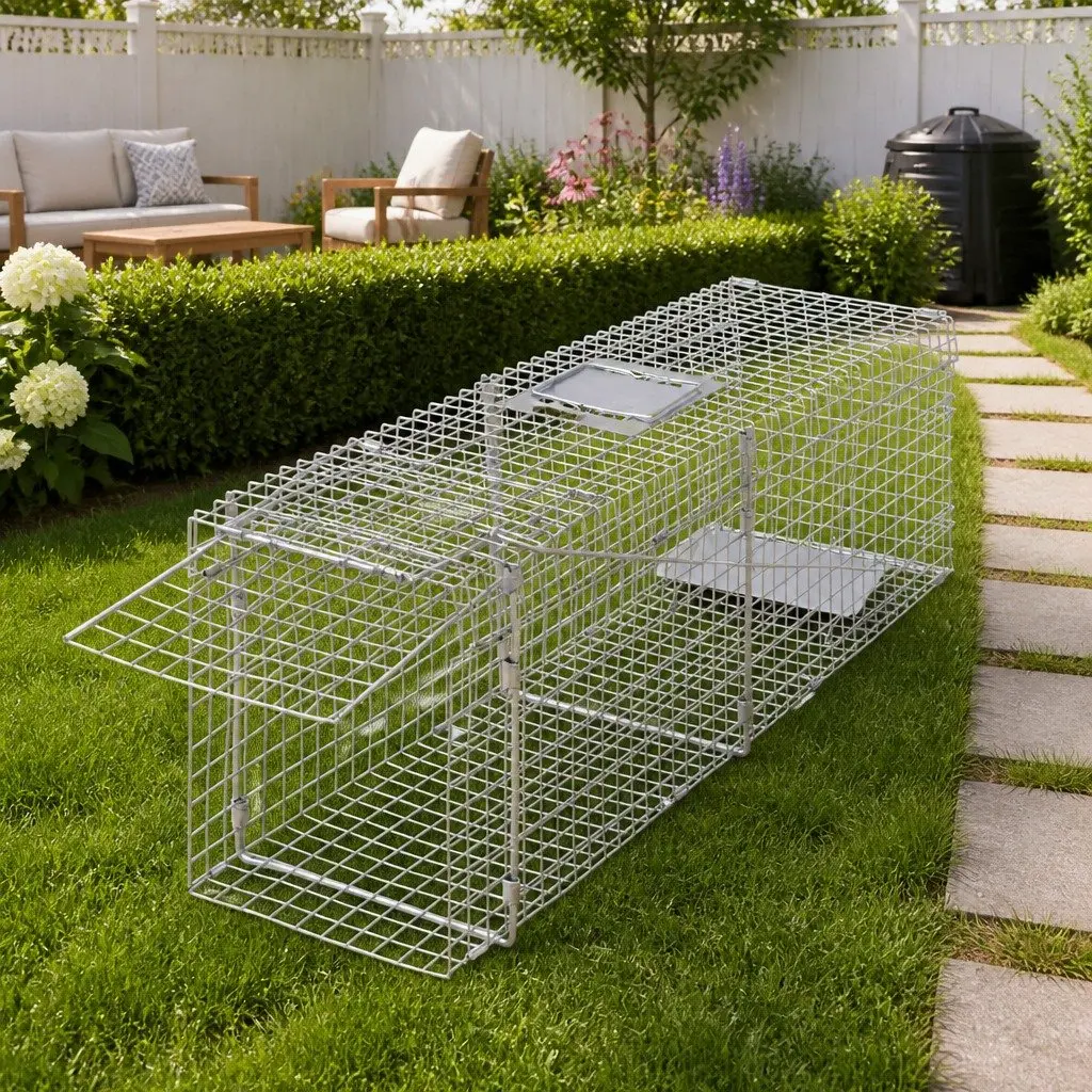 Live Trap 100cm Humane Animal Cage Single Door Wire Mesh Pet Catch Release