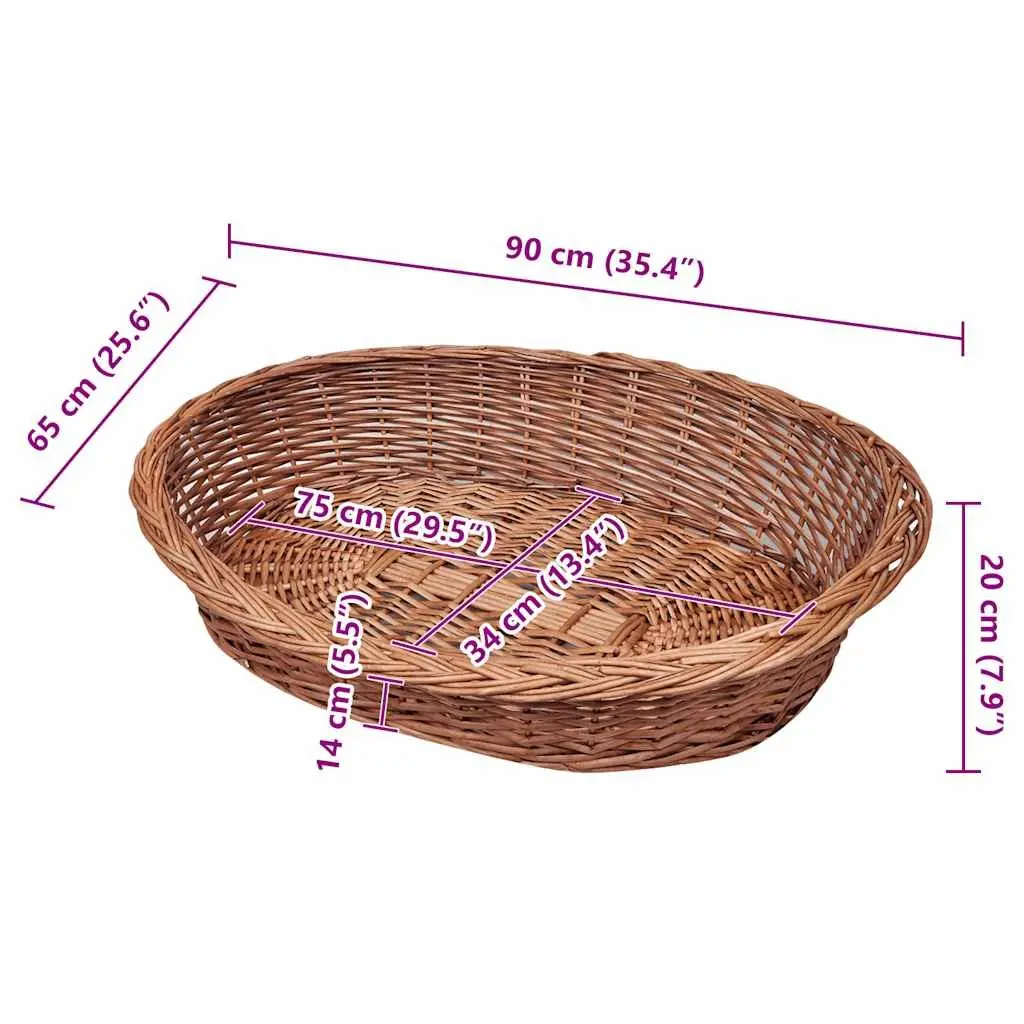 Dog Basket Pet Bed 90cm Woven Brown Natural Indoor Outdoor