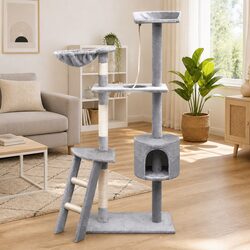Cat Tree 150cm Grey Sisal Scratching Posts Multi-Level Play Centre Climbing
