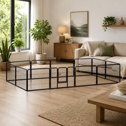 Dog Playpen 12 Panels Steel Enclosure 80x60 cm Indoor Outdoor Pet Exercise Pen