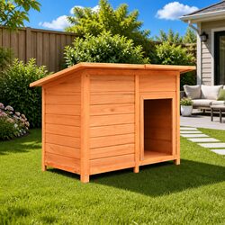 Dog House Wooden Kennel Outdoor Pet Cage Solid Pine Fir Wood Weather Resistant