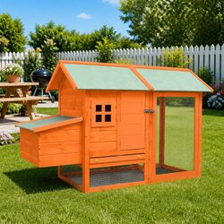 Chicken Cage Hutch Solid Wood Small Animal Habitat House Run Coop Enclosure
