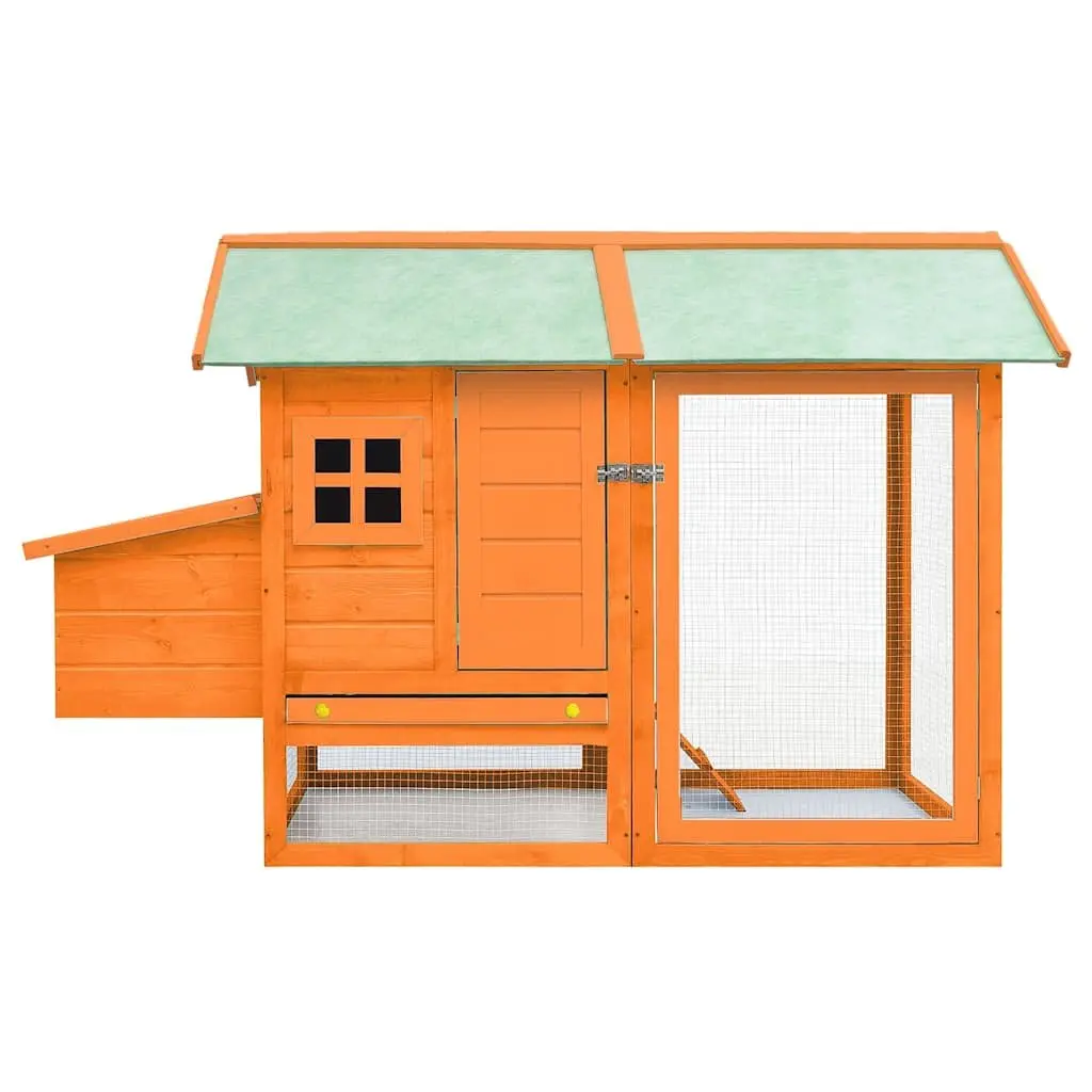 Chicken Cage Wooden Hen House 170x81x110 cm with Ramp and Run Brown