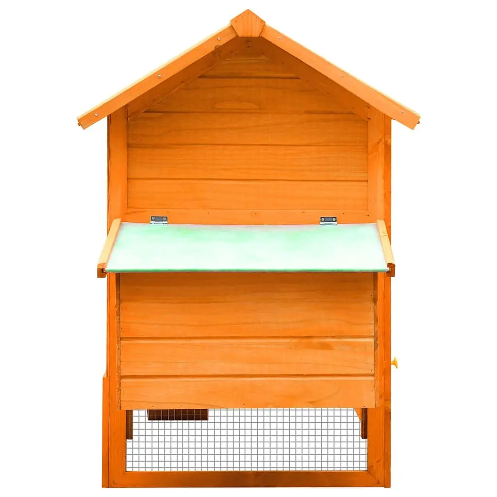 Chicken Cage Wooden Hen House 170x81x110 cm with Ramp and Run Brown
