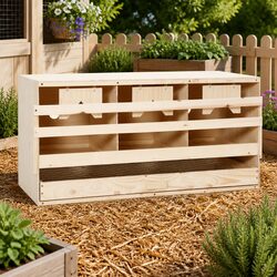 Chicken Laying Nest Box 3 Compartments Wooden Poultry Egg Collection Nesting