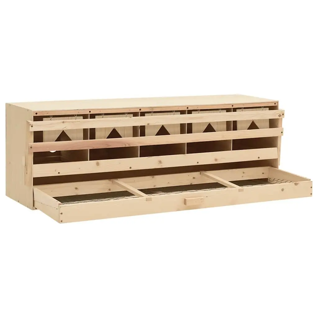 Wooden Chicken Laying Nest Box 5 Compartments Easy Access Drawer Removable Bottom Layer 117x33x38cm