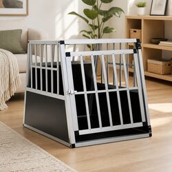 Dog Cage Single Door 65x91x69.5 cm Portable Car Travel Crate Lightweight Easy