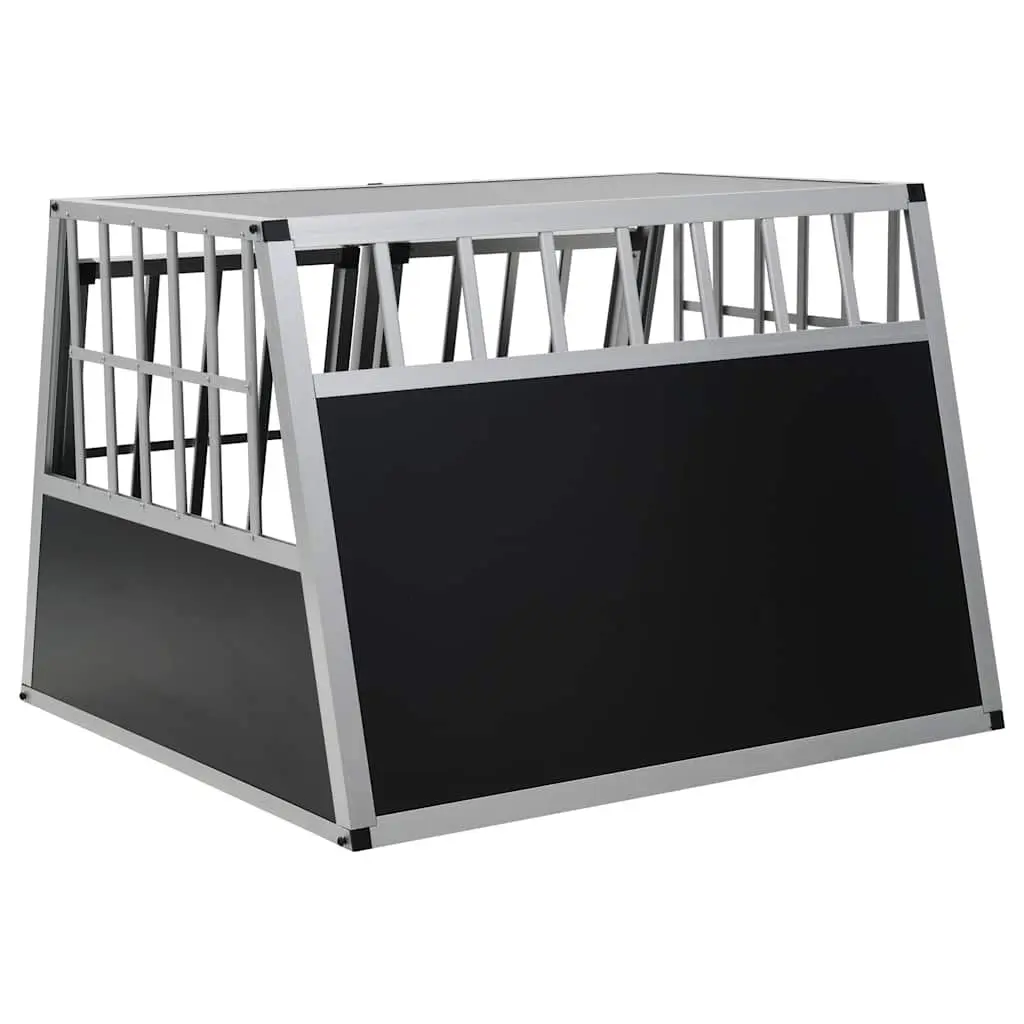Dog Cage with Double Door Silver Portable Car Pet Travel Crate Safe Comfortable
