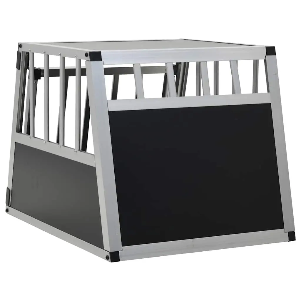 Dog Cage Portable Single Door Car Travel Crate Silver 54x69x50cm