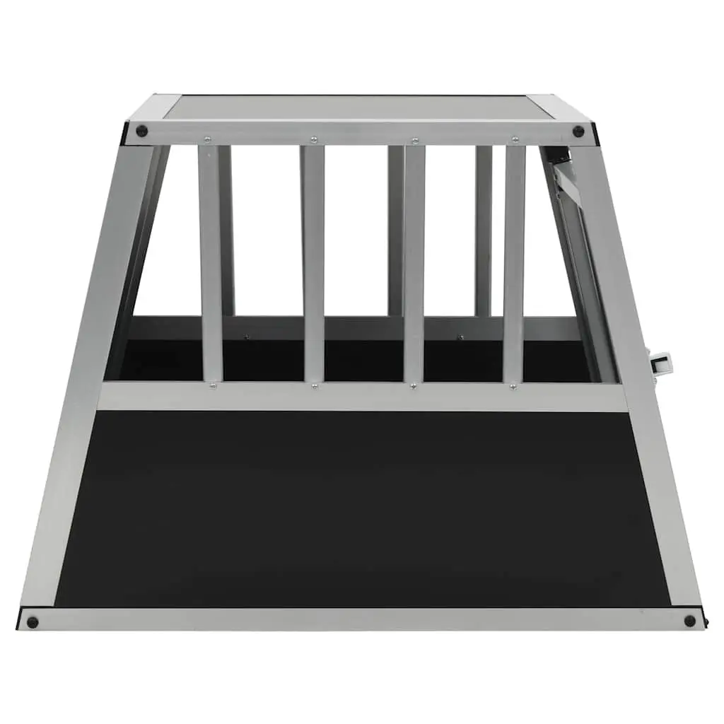 Dog Cage Portable Single Door Car Travel Crate Silver 54x69x50cm