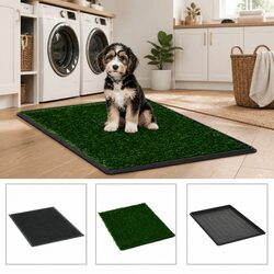 Pet Training Toilet with Tray Artificial Turf Grass Mat Indoor Potty Pad 2 Pack